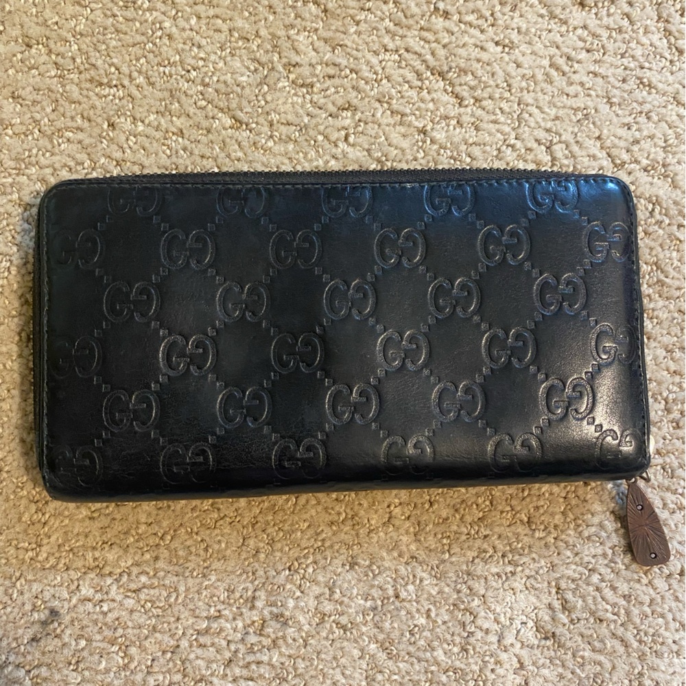 Gucci Guccissima GG logo leather Zippy long wallet black silver - Picture 2 of 10